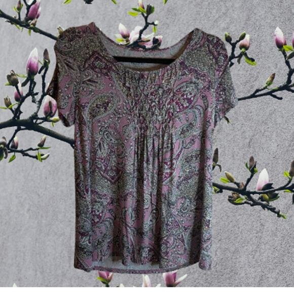 Croft & Barrow Small short sleeve rayon blend stretch casual woman's top. - Picture 1 of 1